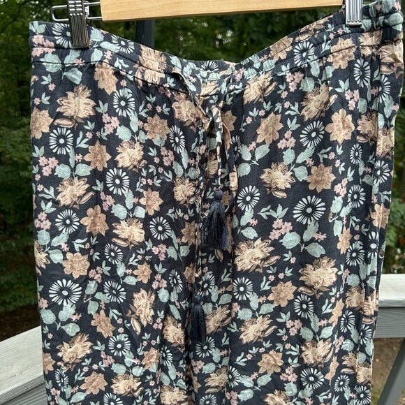 Cost Plus World Market Floral Straight Leg Pants - Black and Tan - Picture 4 of 9